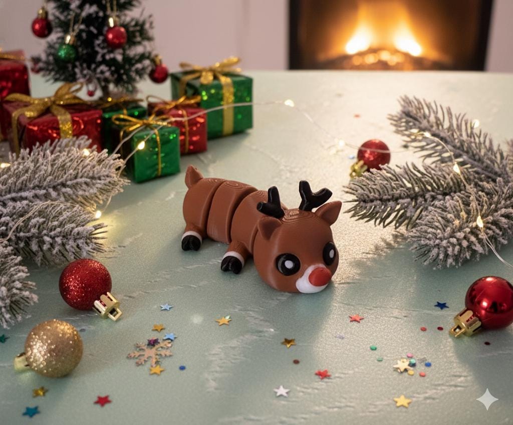 3D Printed Flexi Rudolph – Poseable Christmas Reindeer Figurine