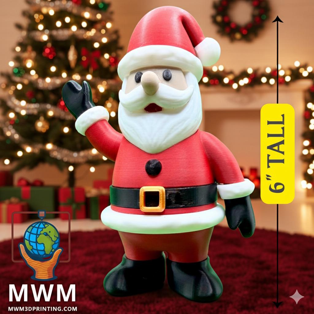 6” 3D Printed Santa Claus – Holiday Decoration - Christmas Figurine