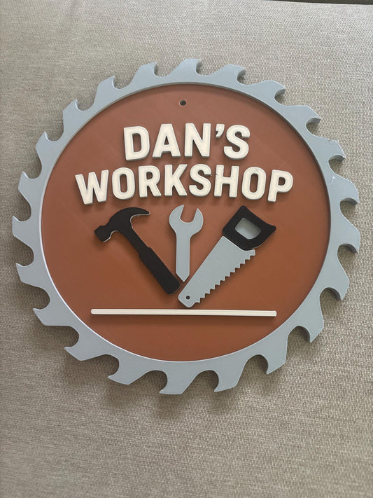 Personalized Tool Shop Sign – 3D Printed Workshop Wall Decor for Garage or Workshop