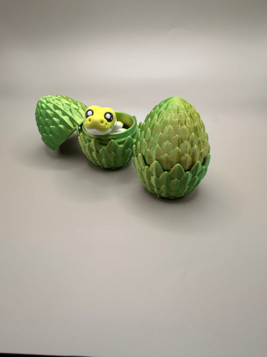 5" Long Flexi Snake & Egg – Articulated 3D Printed Fidget Toy