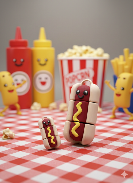 Flexi Hotdog Bundle – Full Size + Mini Articulated 3D Printed Fidget Toys (2-Piece Set)