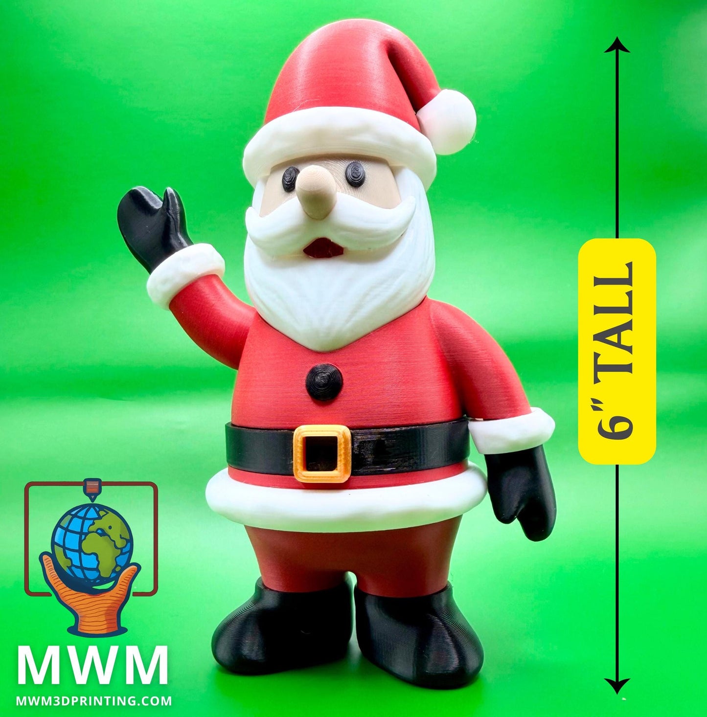 6” 3D Printed Santa Claus – Holiday Decoration - Christmas Figurine